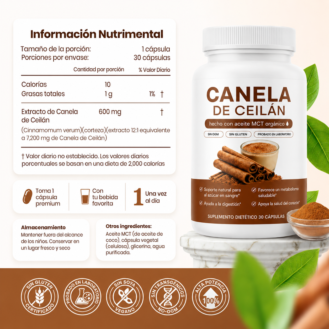 Canela de Ceilán 12:1 — Baja y controla tu azúcar naturalmente, sin dependencia