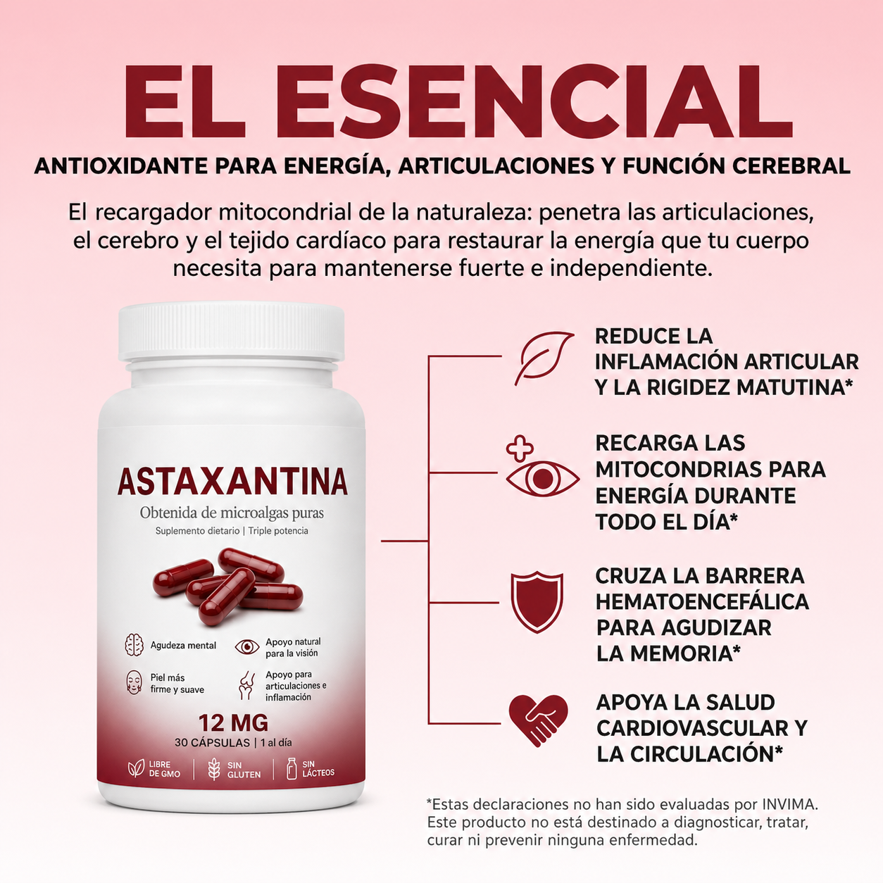 Astaxantina – Combate de forma natural el estrés oxidativo para restaurar el equilibrio por dentro y por fuera.