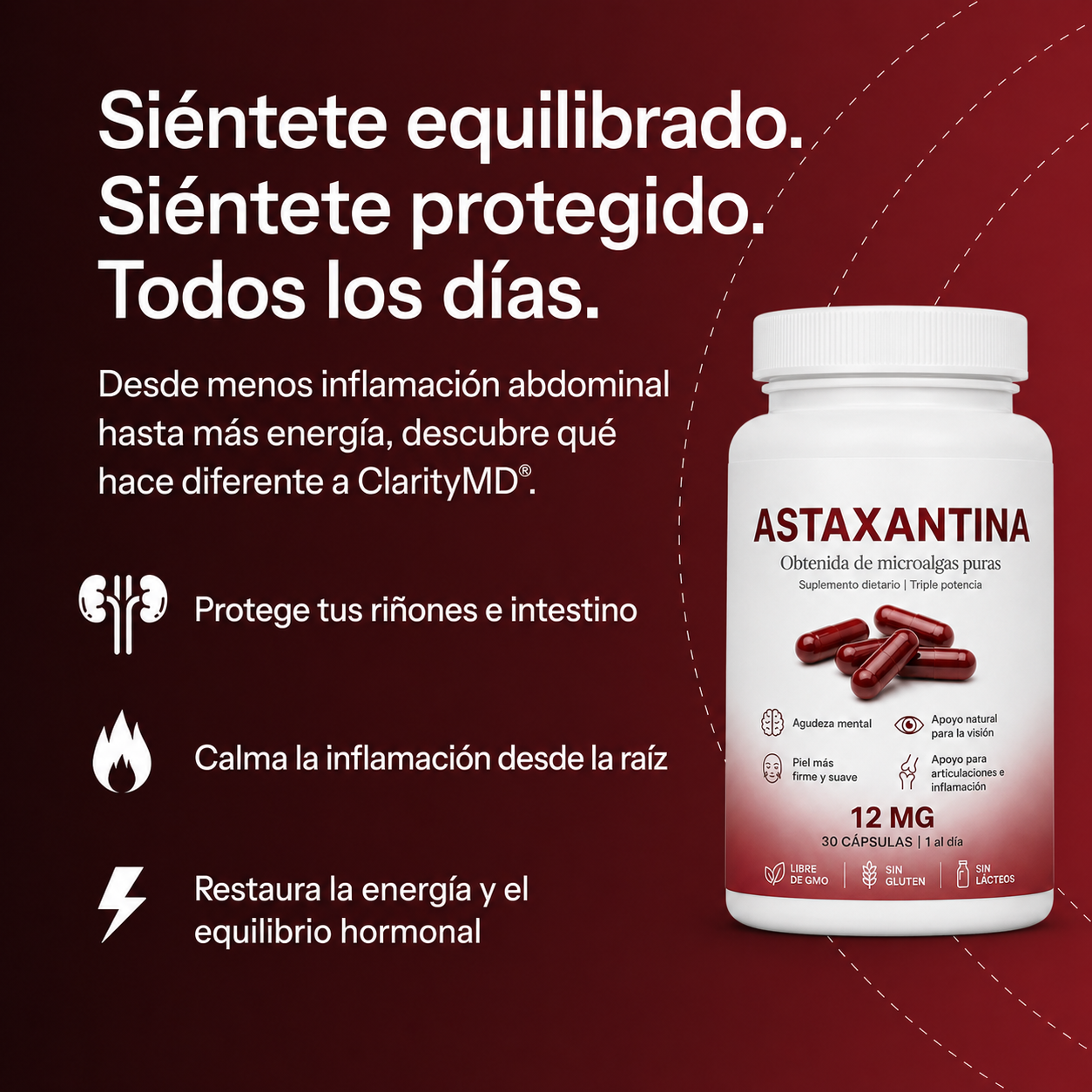 Astaxantina – Combate de forma natural el estrés oxidativo para restaurar el equilibrio por dentro y por fuera.