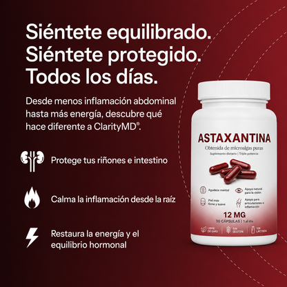 Astaxantina – Combate de forma natural el estrés oxidativo para restaurar el equilibrio por dentro y por fuera.