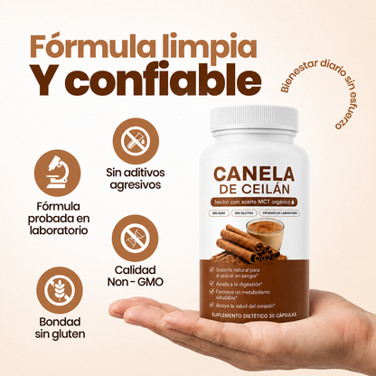 Canela de Ceilán 12:1 — Baja y controla tu azúcar naturalmente, sin dependencia