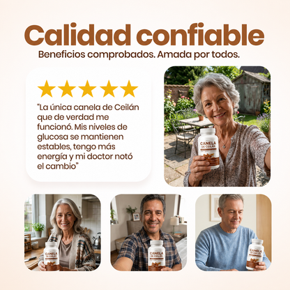 Canela de Ceilán 12:1 — Baja y controla tu azúcar naturalmente, sin dependencia