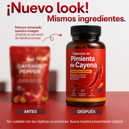 Poder de Capsaicina - Cápsulas de Pimienta de Cayena