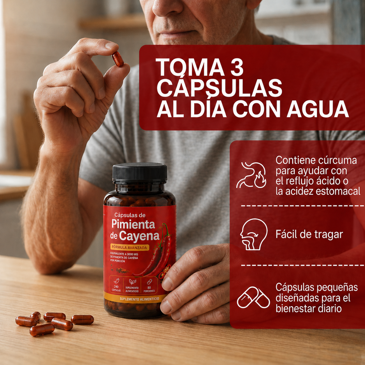 Poder de Capsaicina - Cápsulas de Pimienta de Cayena