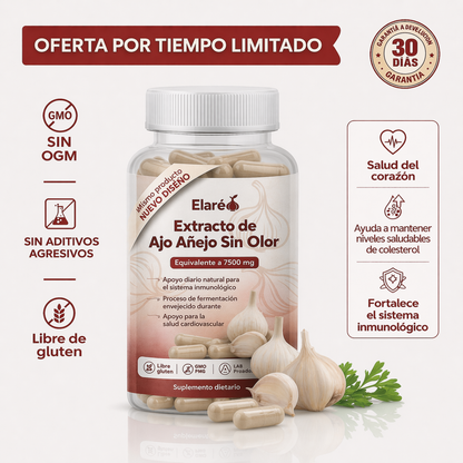 Extracto de Ajo Añejo – 7500 mg Cápsulas Sin Olor