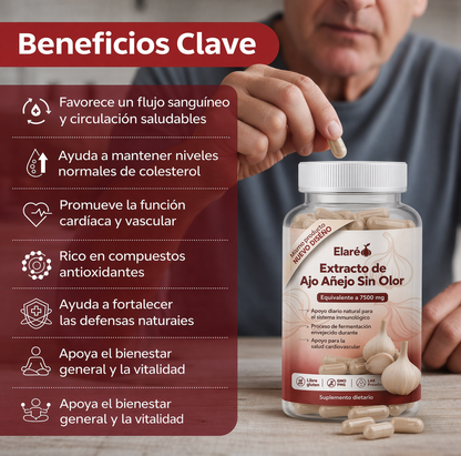 Extracto de Ajo Añejo – 7500 mg Cápsulas Sin Olor