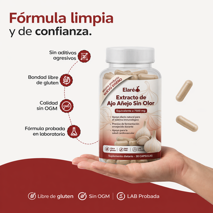 Extracto de Ajo Añejo – 7500 mg Cápsulas Sin Olor