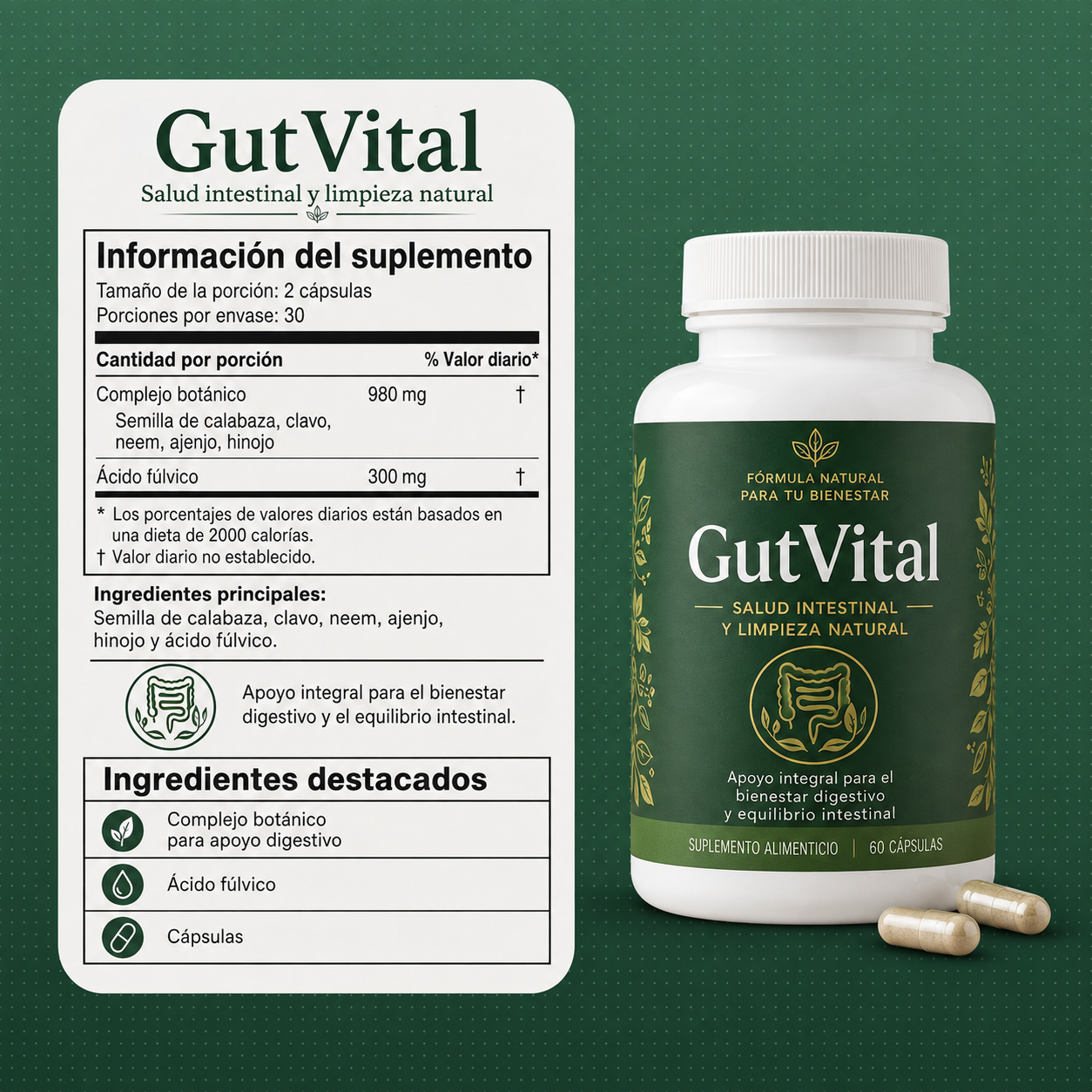 GutVital | Desintoxicación herbal natural para un intestino más limpio y saludable