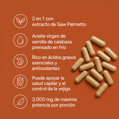 Aceite de Semilla de Calabaza en Cápsulas – Apoya Naturalmente la Salud Renal y el Bienestar Urinario desde el Interior